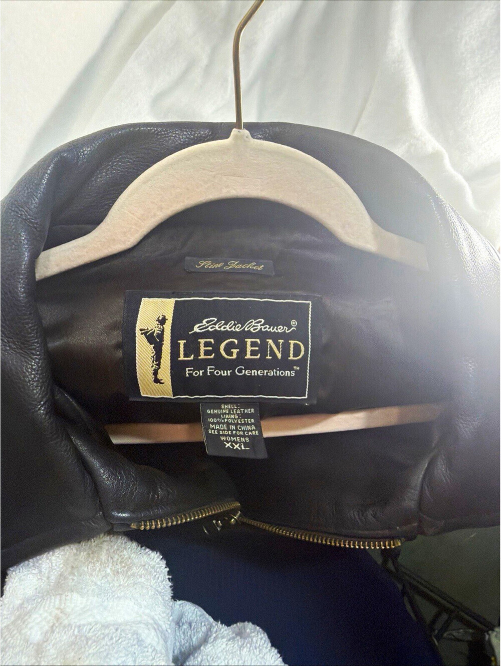 VTG Eddie Bauer Legend Leather Flight Jacket Black Womens XXL full zip Stine
